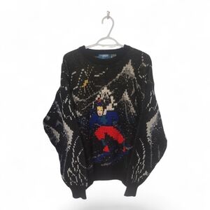 Vintage 80s 90s Signor Angelo All Over Print Ski Knit XL Skiing Cabin Wool